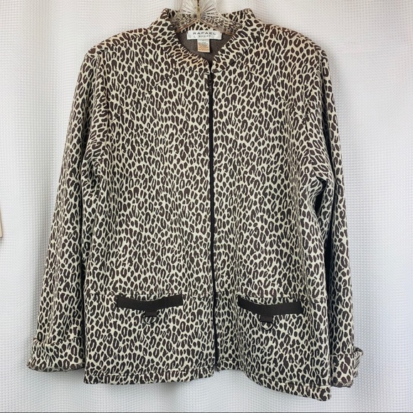 Rafael Sport Animal Print Zipper Front Jacket - Picture 1 of 5